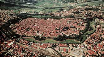 aerial view of Lucca
